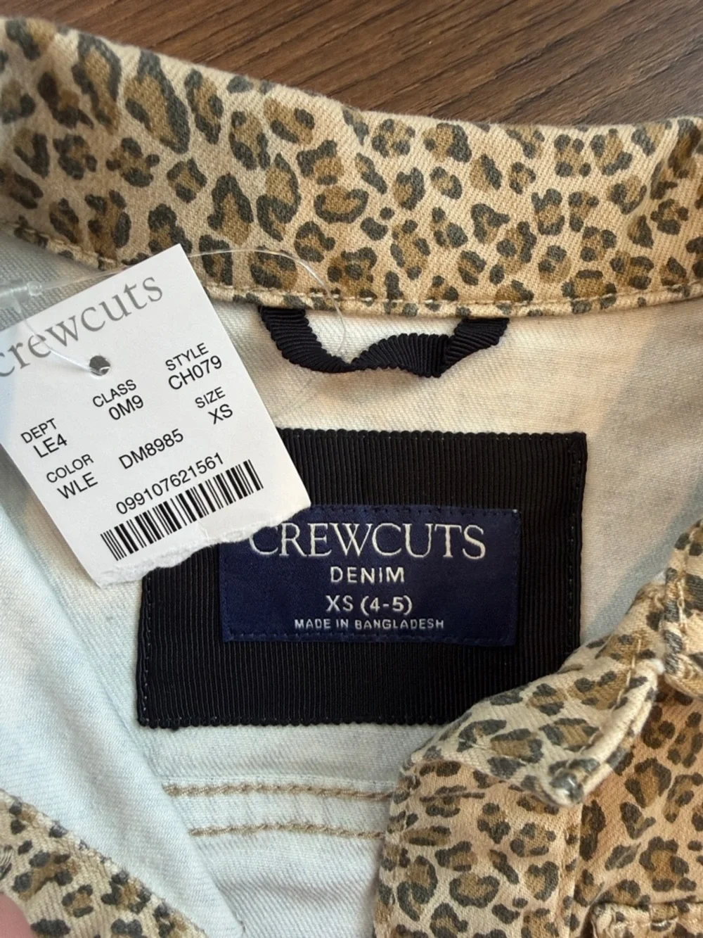 Crewcuts Denim Leopard Jacket Size XS 4/5 NWT - C36-032